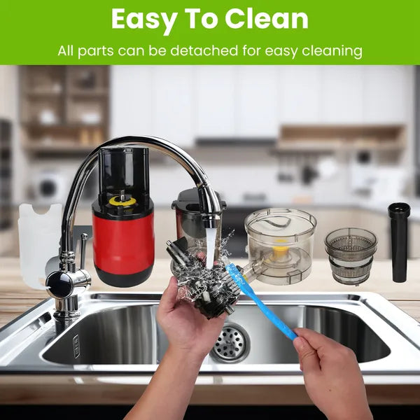 Cold Press Juicer Machine 300W Electric Slow Masticating Juicer For Whole Vegetable And Fruit With Reverse Function 2 Containers Cleaning Brush Clear Marks Easy Cleaning