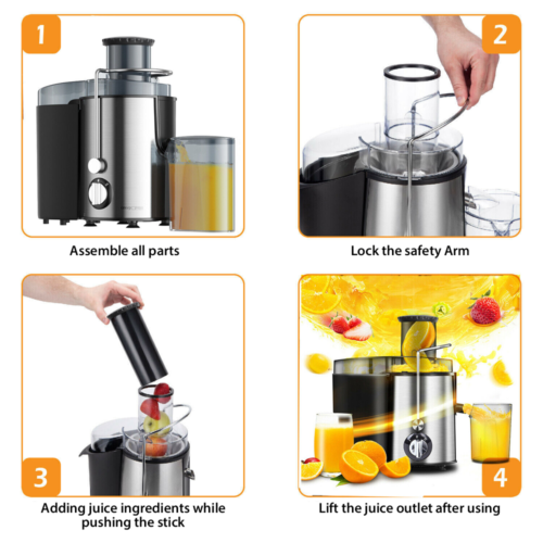 800W Juicer Machine Whole Fruit Vegetable Juice Centrifugal Extractor Home 500ML
